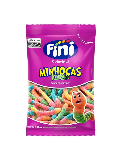 Bala de Gelatina Minhocas Azedinhas 500g - Fini