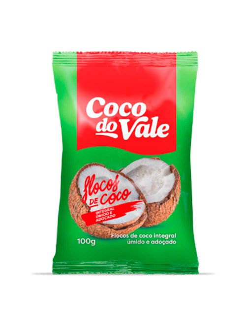 Coco em Flocos Integral Úmido e Adoçado 100g - Coco Do Vale