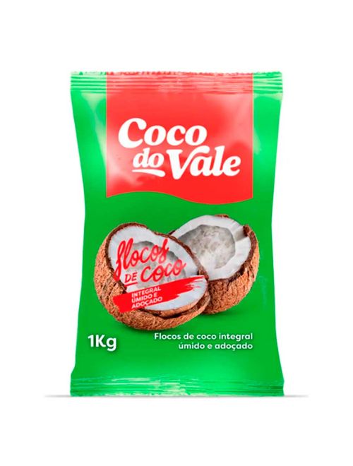 Coco em Flocos Integral Úmido e Adoçado 1kg - Coco Do Vale