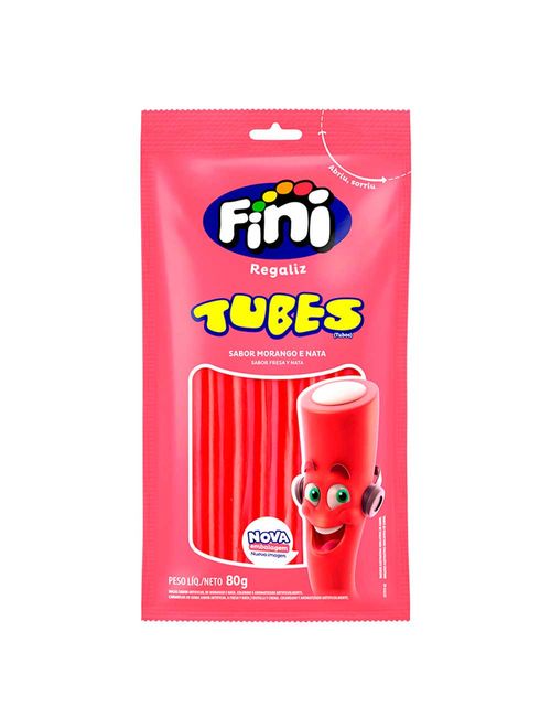 Bala de Gelatina Tubes Morango Doce 80g - Fini