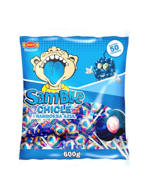 Pirulito Samblue Framboesa Pinta Lingua c/50 - Sams