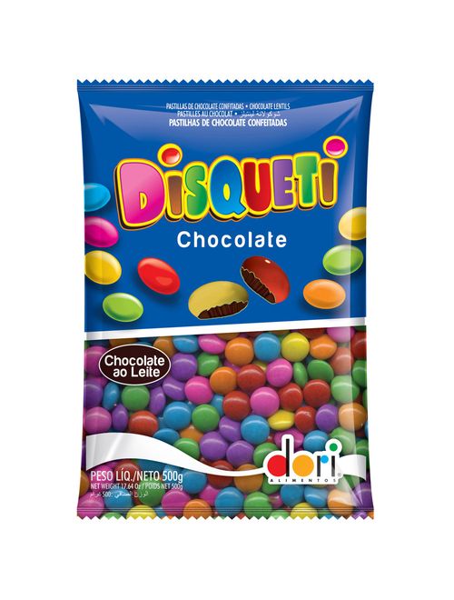 Confeito de Chocolate Colorido Disqueti 500g - Dori