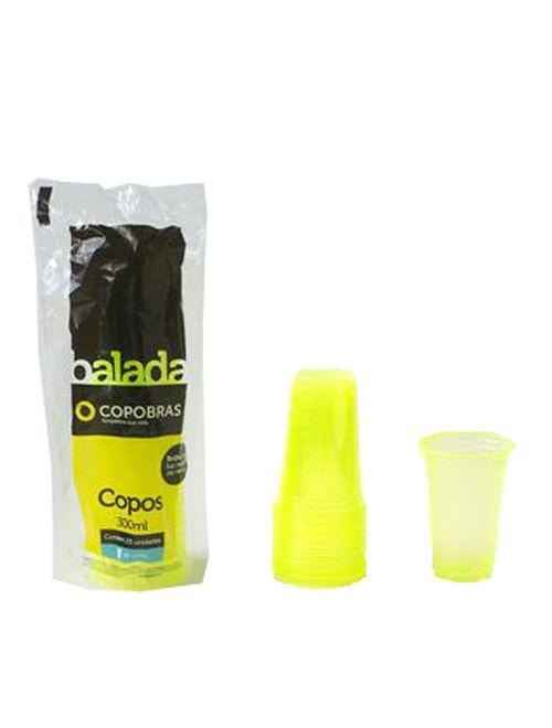 Copos Balada Neon Limão 300ml c/25 - Copobras