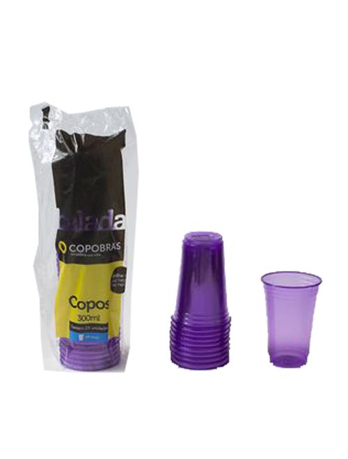 Copos Balada Neon Roxo 300ml c/25 - Copobras