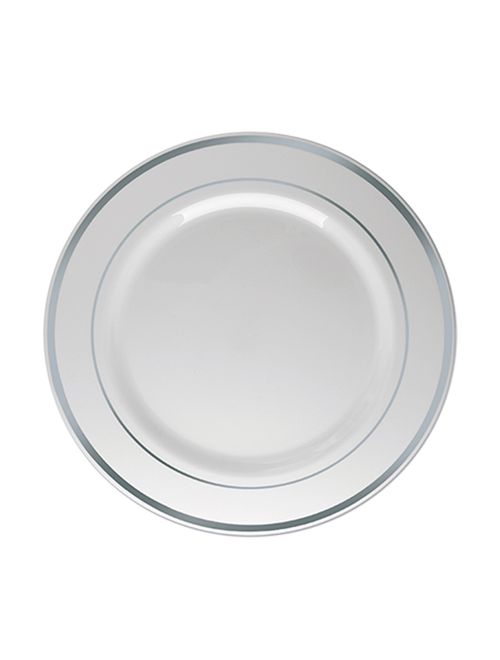 Prato Refeição Borda Prata c/6 - Silver Festas
