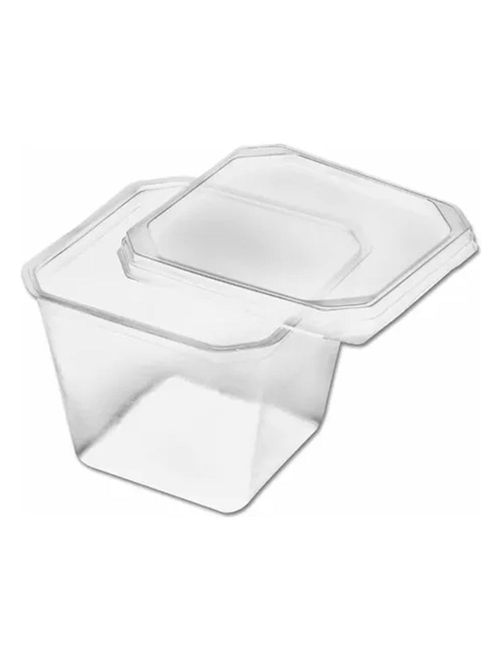 Pote Quadrado Com Tampa Freezer/Microondas 250ml c/20 - Prafesta