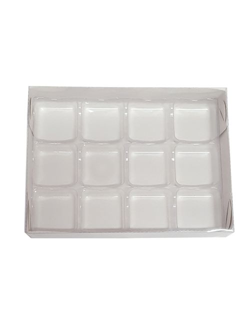 Caixa Bombom Branca com Berço 12 Cavidades No3 - Yinpack