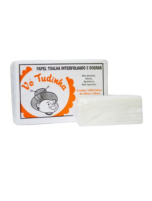 Toalha de Papel Interfolhado 100% Celulose c/1000 - Vo Tudinha