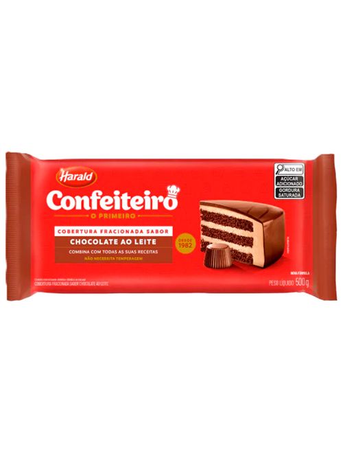 Barra de Chocolate Fracionado Confeiteiro Ao Leite 500g - Harald