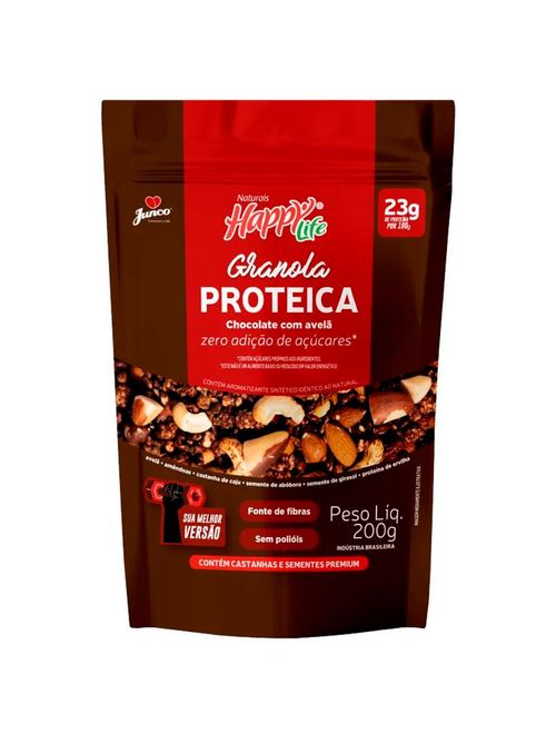 Granola Happy Life Proteica Chocolate com Avelã Zero Açúcar 200g - Junco