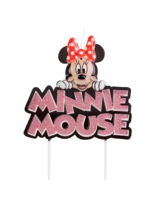 Minnie Mouse Vela Aniversário Glitter Rosê - Silver Festas