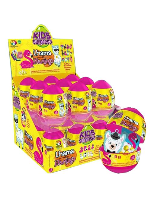 Ovo Surpresa Lhama e Flamingo c/ Balinhas 18x9g - Kidszone