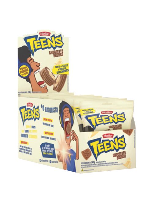 Biscoito Recheado Teens Chocolate Branco 30g c/8 - Marilan