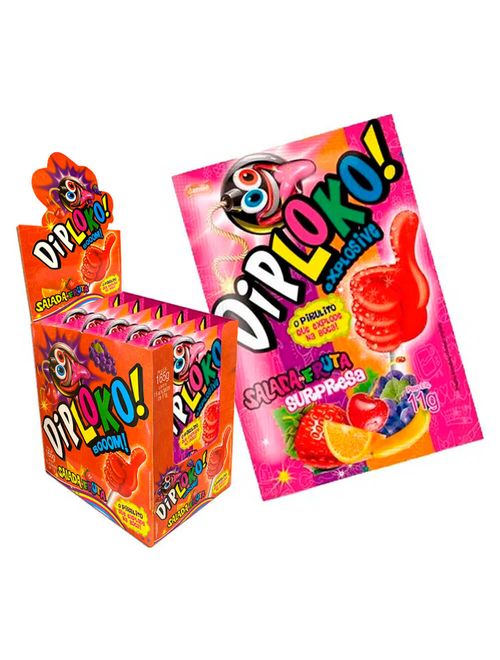 Pirulito Explosivo Dip Loko Boom Salada de Fruta 11g c/15 - Danilla