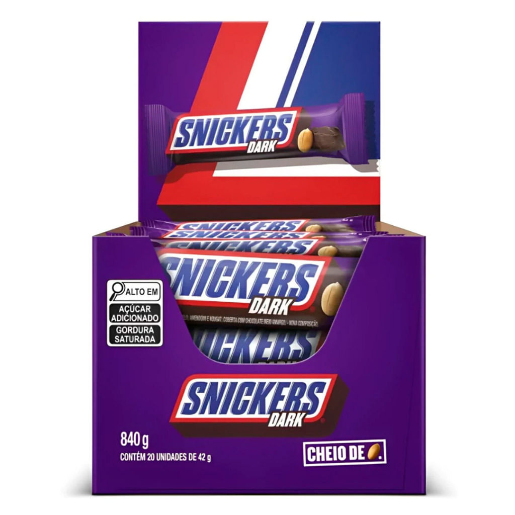 ココアです。 Chocolate Snickers Dark 42g c/20 - Mars - Doce Malu