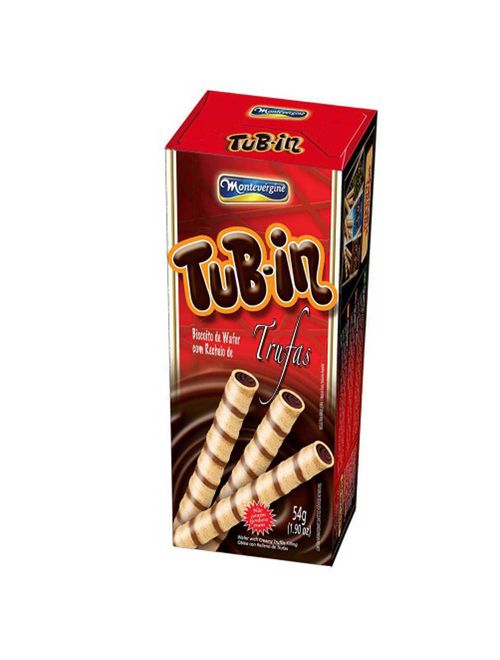 Tubinho de Wafer Tub In Recheio Trufas 48g - Montevérgine