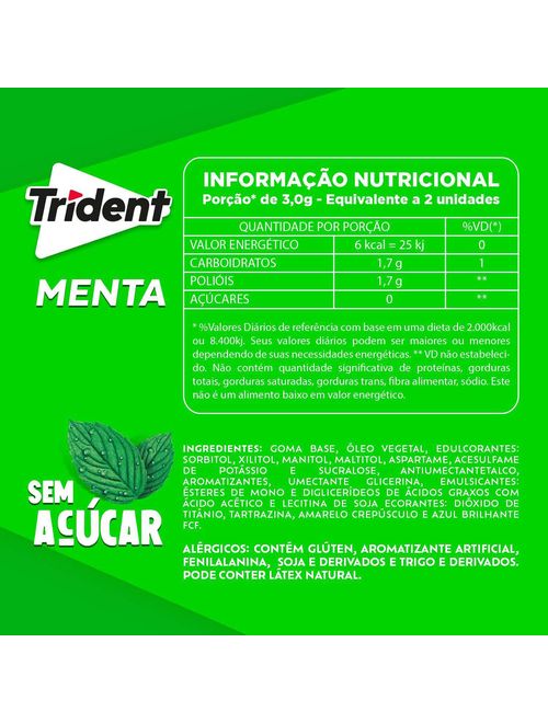 Goma de Mascar Trident Menta - Adams