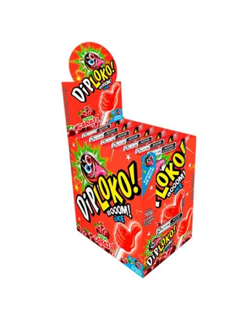 Pirulito Explosivo Dip Loko Boom Cereja 165g c/15 - Danilla