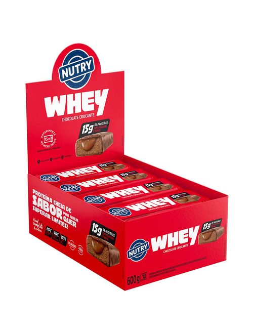 Barra de Proteína Nutry Whey Chocolate Crocante c/12 - Nutrimental
