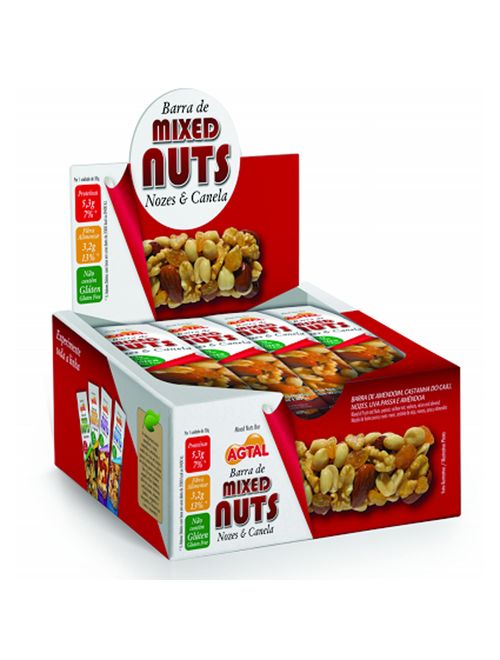 Barra Mixed Nuts Nozes Canela 30g c/12 - Agtal