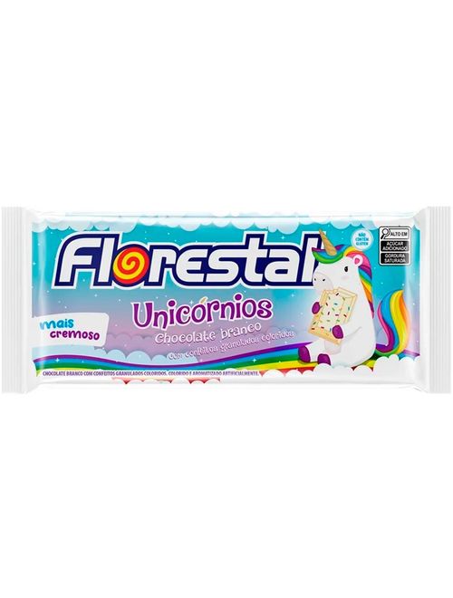 Tablete de Chocolate Branco com Confeitos Coloridos Unicórnios 80g - Florestal