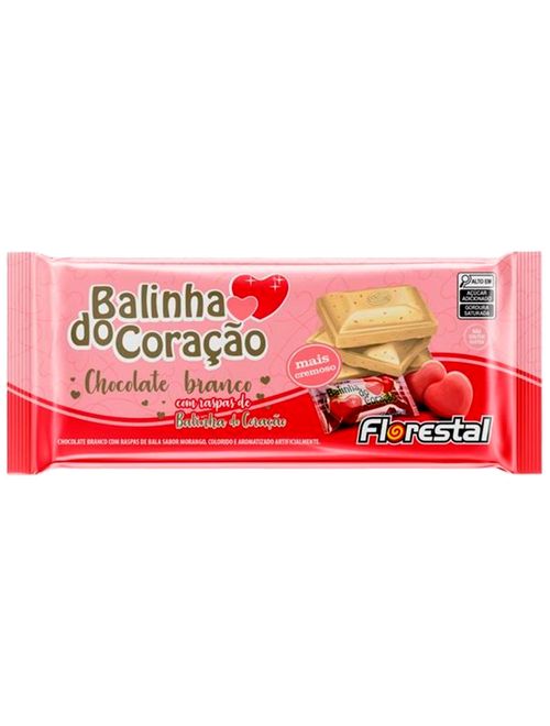 Tablete de Chocolate Branco Balinha do Coração 80g - Florestal