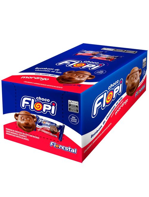 Bombom Chocolate Recheio Morango Choco Flopi 10g c/15 - Florestal