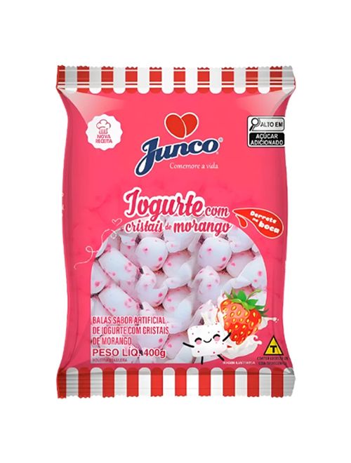 Bala Sabor Iogurte com Cristais de Morango 400g - Junco