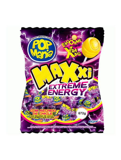 Pirulito Pop Mania Maxxi Energy Recheio Chiclete 672g - Riclan