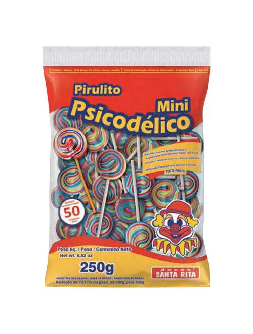 Mini Pirulito Psicodélico Colorido c/50 - Santa Rita
