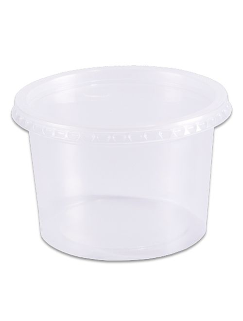 Pote Plástico Redondo Transparente Freezer/Microondas 500ml c/24 - Prafesta