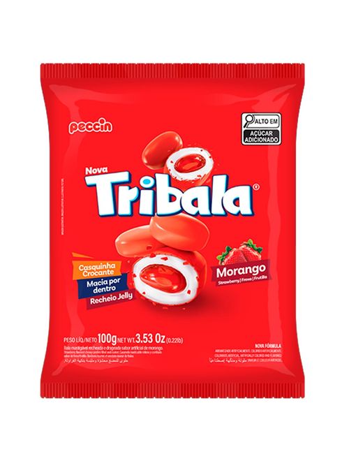 Bala Tribala Recheada Morango 100g - Peccin