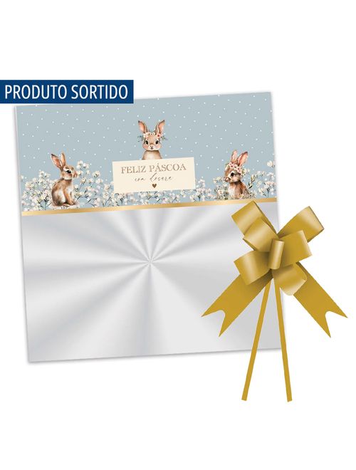 Kit Poli Cesta Páscoa Saco + Laço 60x75cm Sortido - Cromus
