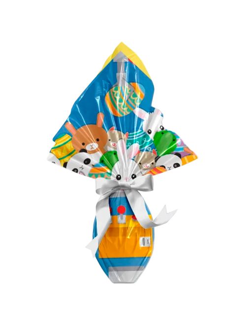 Saco Express Páscoa Máquina de Bichinhos Azul 350g a 500g 39x39cm c/25 - Cromus