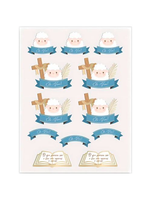 Etiqueta Adesiva Páscoa Cordeirinho c/24 - Cromus