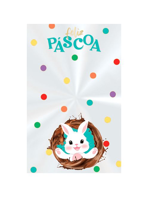 Saco Incolor Decorado Páscoa Felicitá 11x19,5cm c/50 - Cromus
