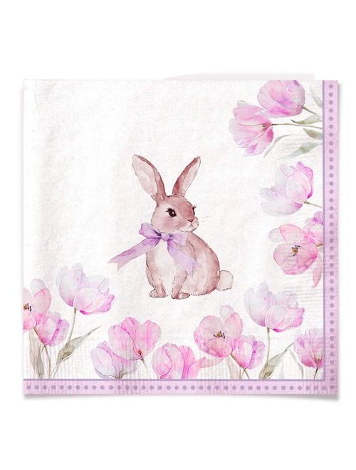 Guardanapo Papel Páscoa Coelho Flores 32,5x35,5cm c/20 - Cromus