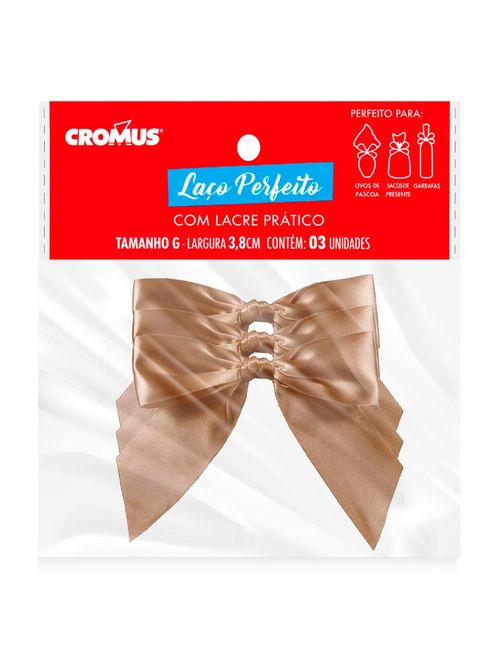 Laço Perfeito Pronto com Lacre Prático Grande Cappuccino c/3 - Cromus