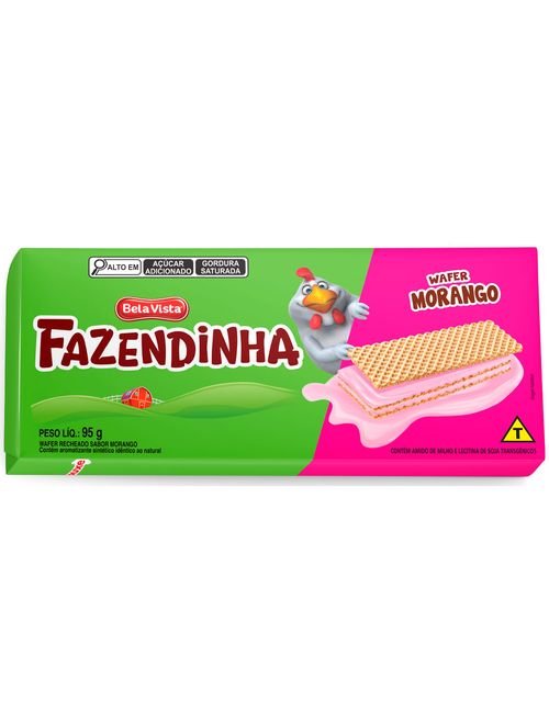 Biscoito Wafer Recheado Fazendinha Morango 95g - Bela Vista
