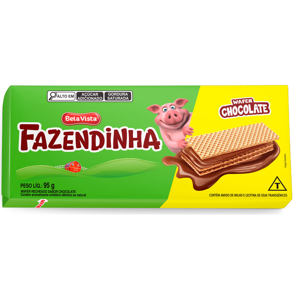 Biscoito Wafer Recheado Fazendinha Chocolate 95g - Bela Vista