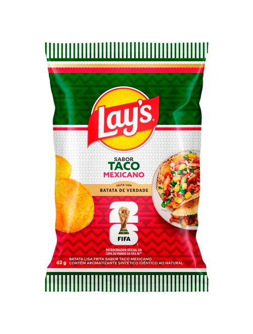 Batata Lays Copa do Mundo Taco Mexicano 62g - Elma Chips