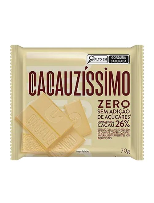 Tablete de Chocolate Cacauzíssimo Zero Branco 70g - Espírito Cacau