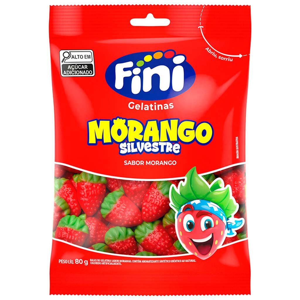 Bala de Gelatina Morango Silvestre 80g - Fini