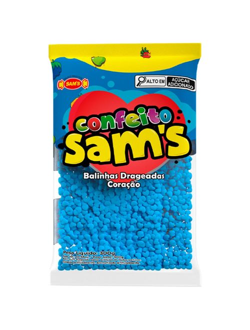 Confeito Sam's Coração Azul Claro 300g - Simas