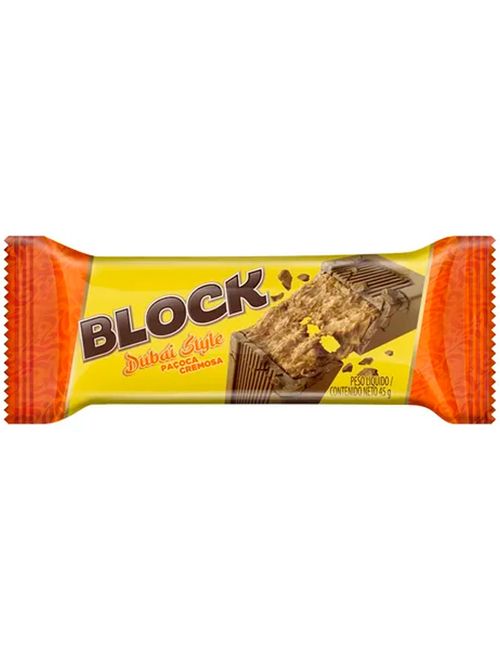 Tablete de Chocolate Block Dubai Style Recheio Paçoca Cremosa 45g - Arcor