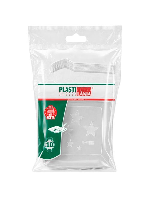 Kit Festa Prato e Garfo Cristal c/10 - Plastilânia