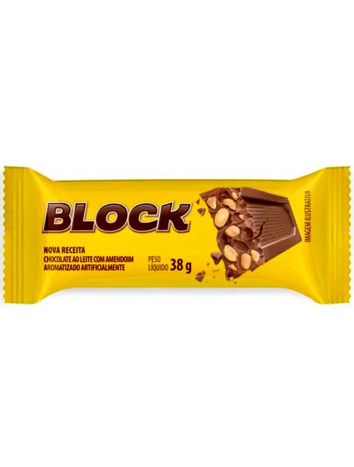 Tablete de Chocolate com Amendoim Block 38g - Arcor