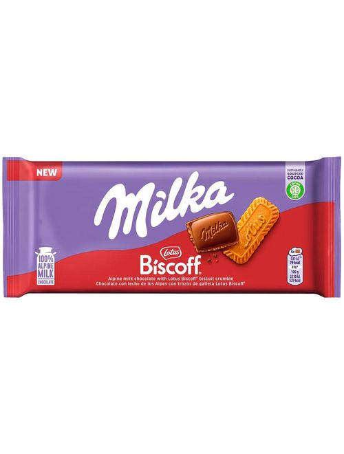 Tablete de Chocolate com Biscoito Biscoff 90g - Milka