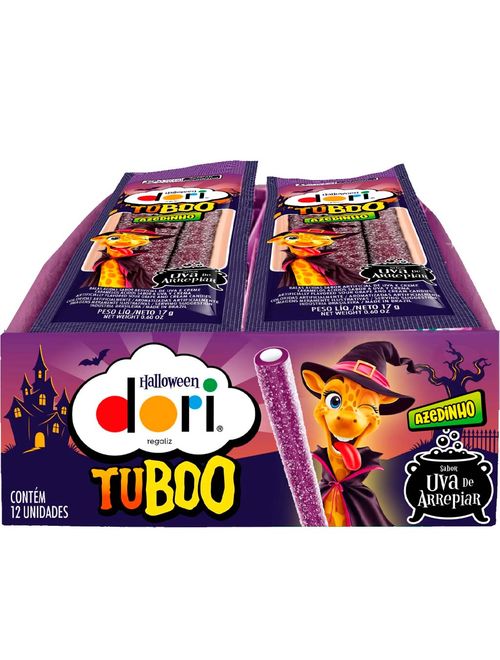 Bala de Gelatina Tubo Recheado Azedinha Uva Halloween c/12 - Dori